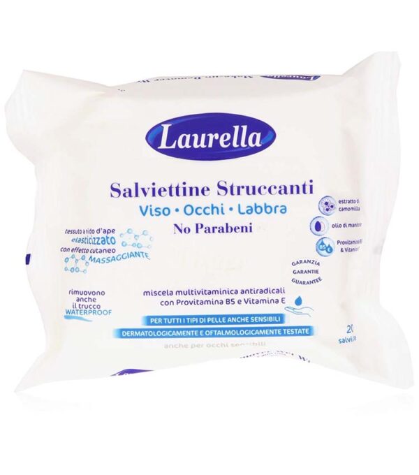 20 Salviettine Struccanti LAURELLA viso occhi labbra